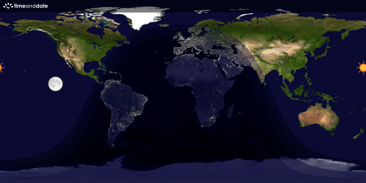 Verdenskart som viser dag og natt 