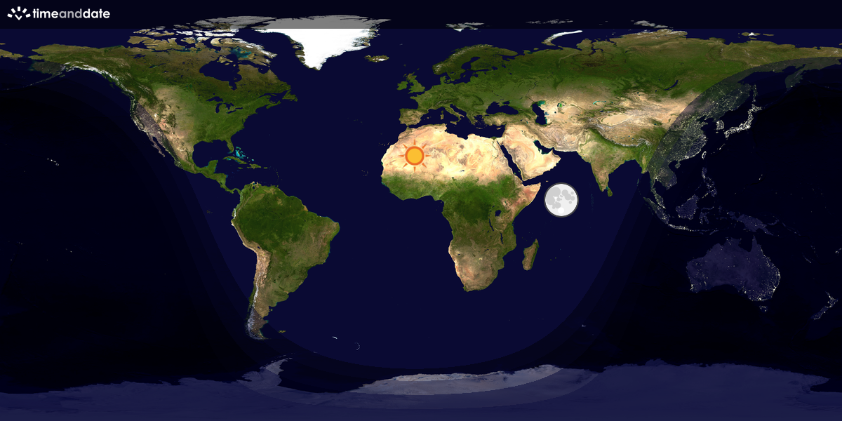 Verdenskart som viser dag og natt 