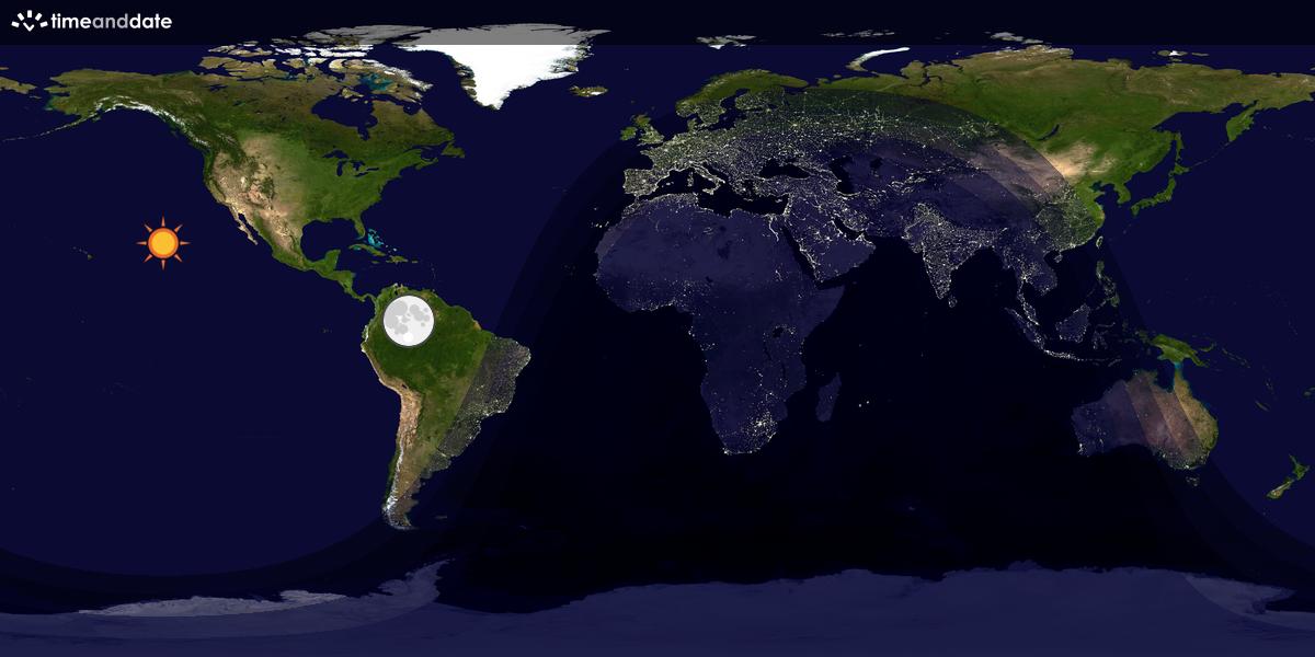 Verdenskart som viser dag og natt 