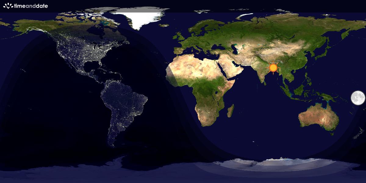 Verdenskart som viser dag og natt 