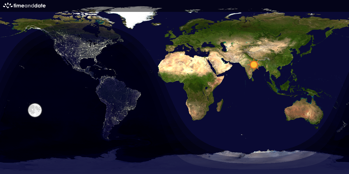Verdenskart som viser dag og natt 