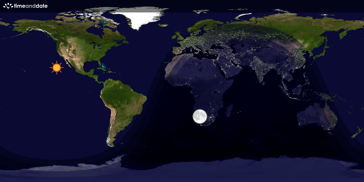 Verdenskart som viser dag og natt 