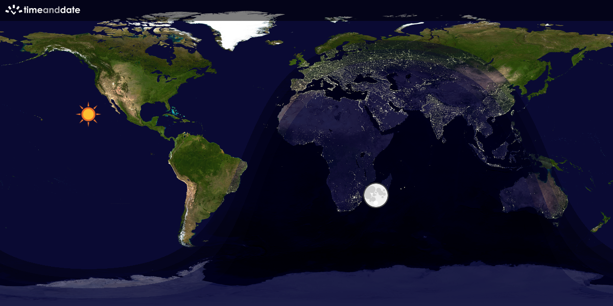 Verdenskart som viser dag og natt 