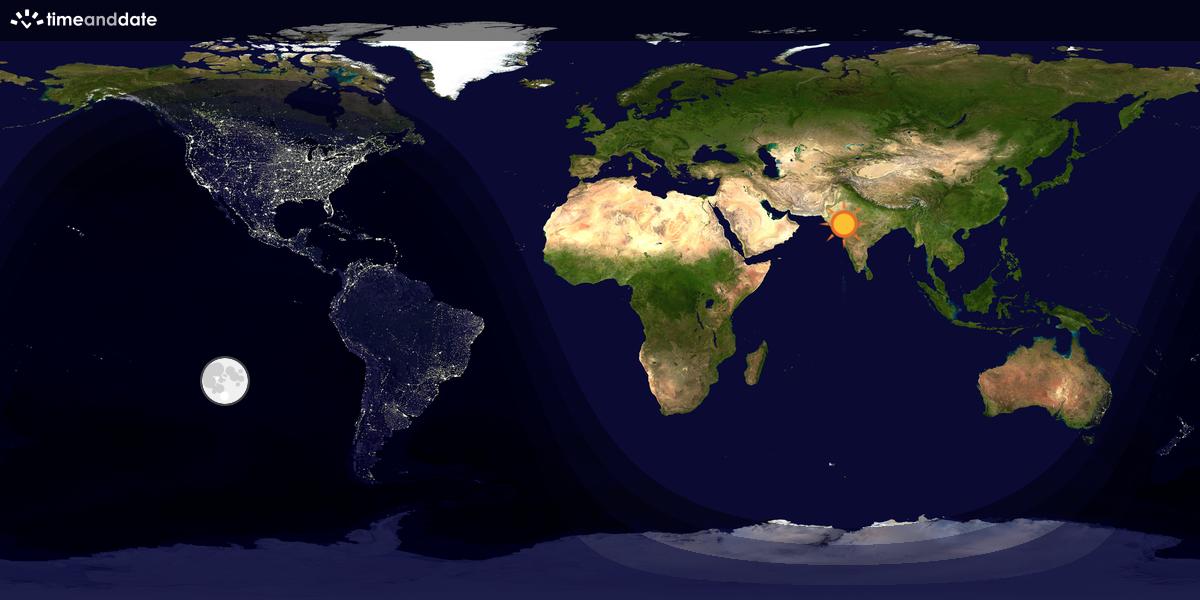 Verdenskart som viser dag og natt 