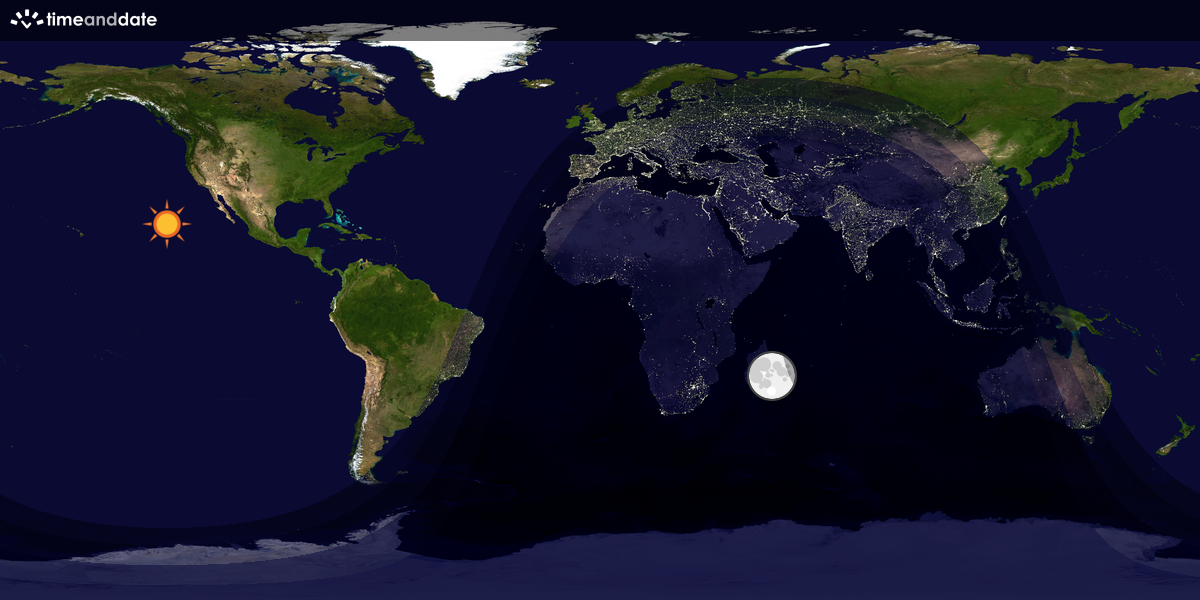 Verdenskart som viser dag og natt 
