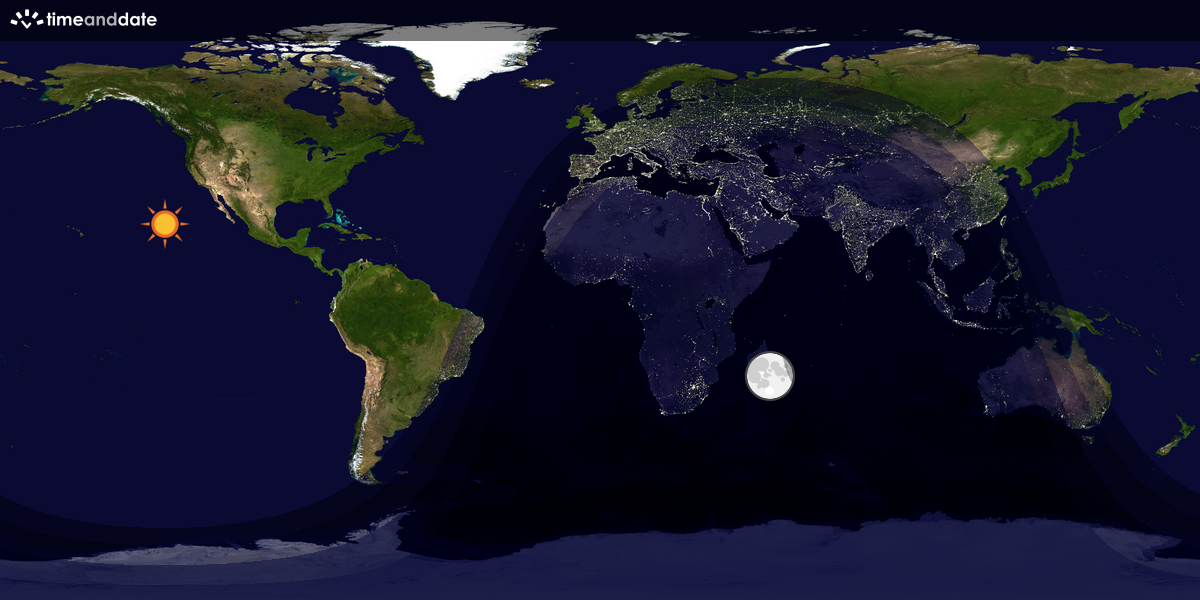 Verdenskart som viser dag og natt 