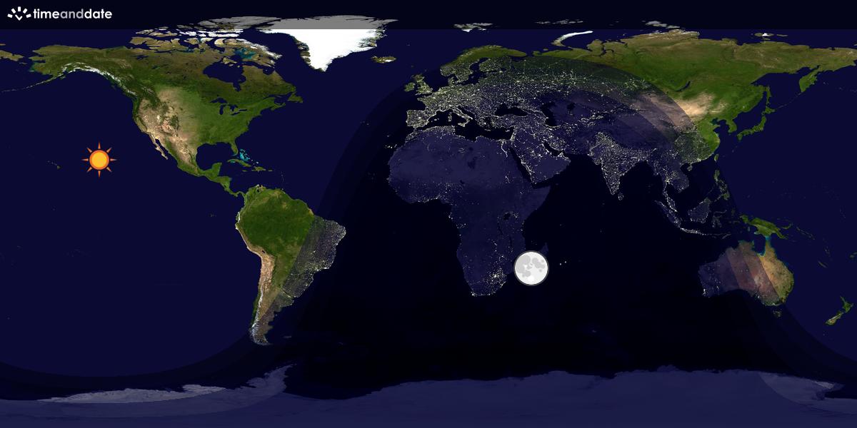 Verdenskart som viser dag og natt 