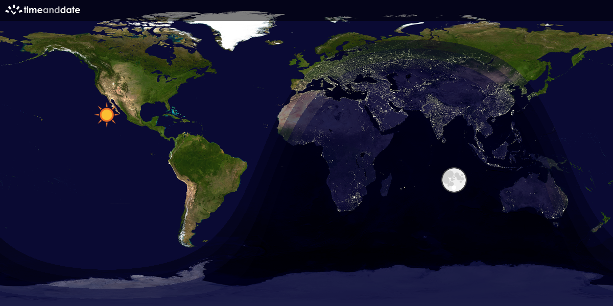 Verdenskart som viser dag og natt 