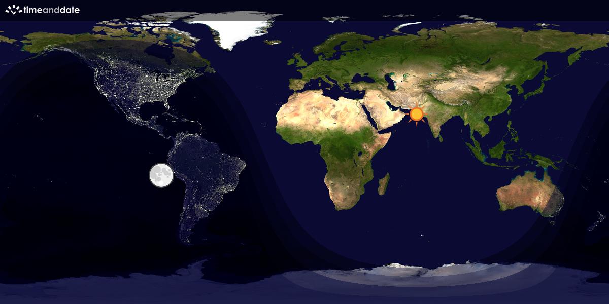 Verdenskart som viser dag og natt 