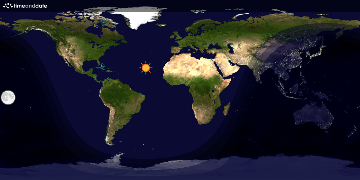 Verdenskart som viser dag og natt 