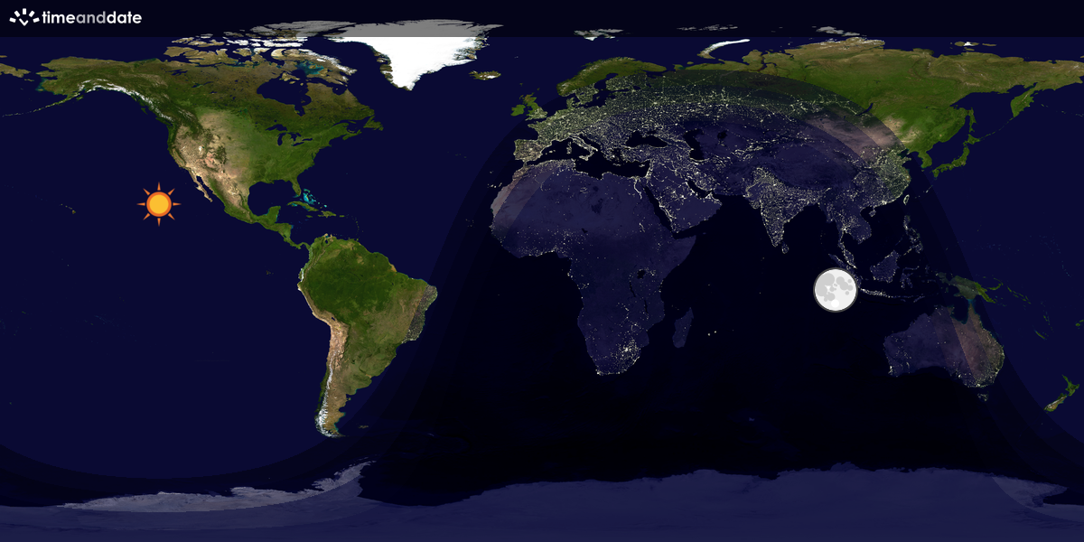 Verdenskart som viser dag og natt 