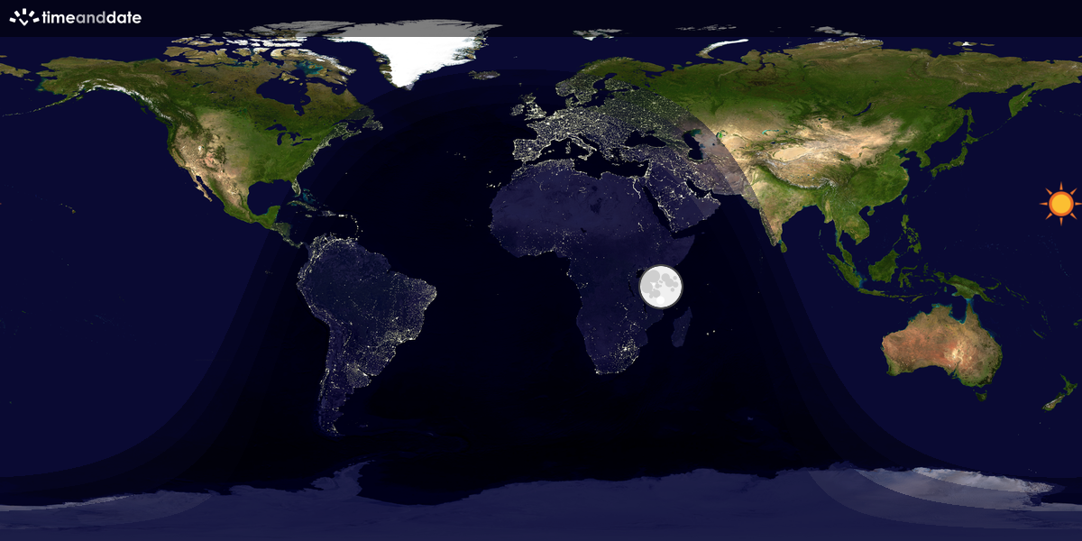 Verdenskart som viser dag og natt 