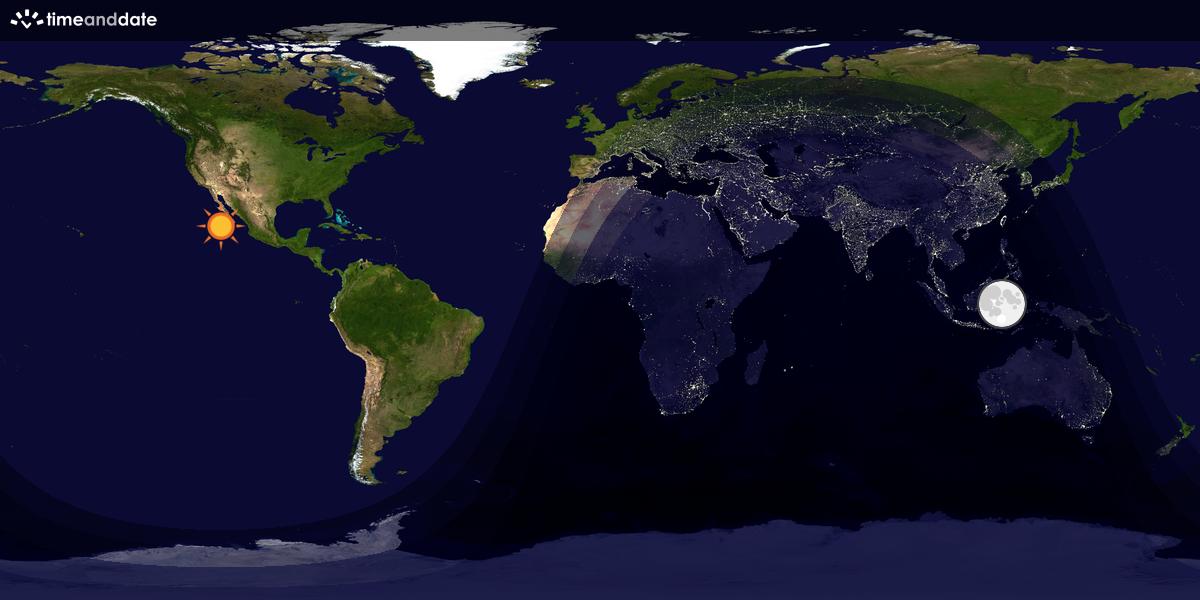 Verdenskart som viser dag og natt 