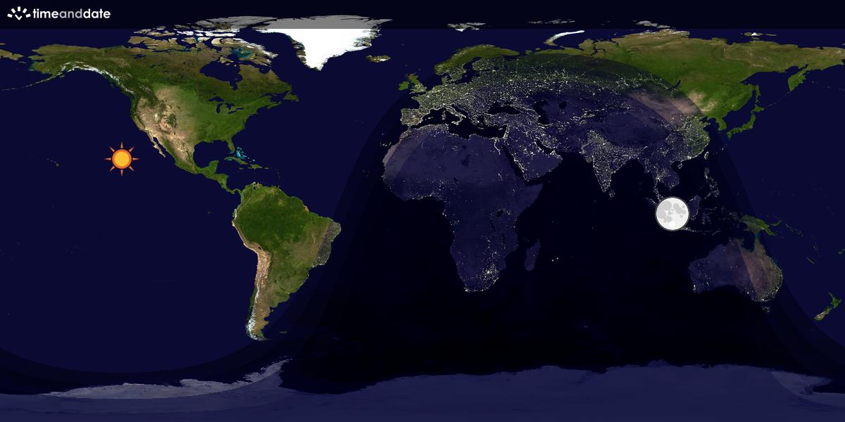 Verdenskart som viser dag og natt 