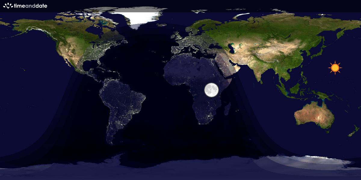 Verdenskart som viser dag og natt 