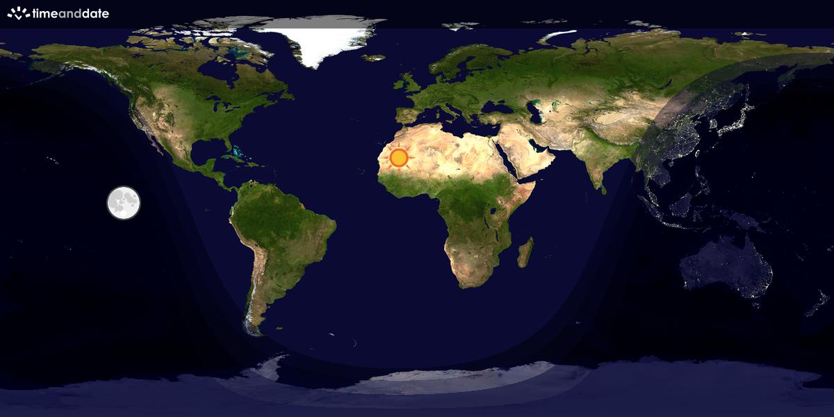 Verdenskart som viser dag og natt 