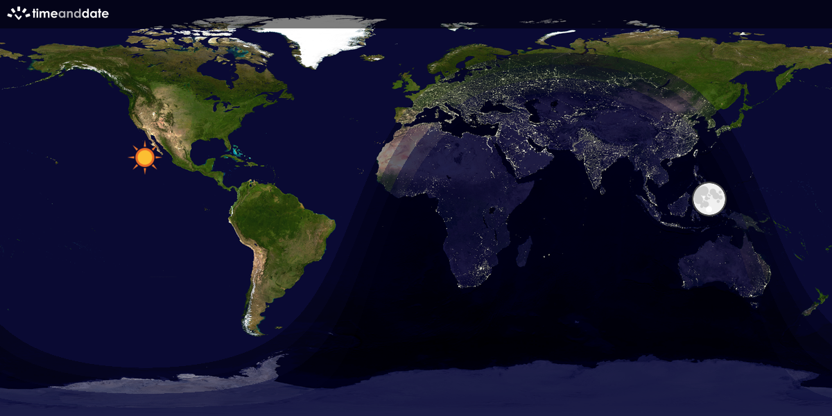 Verdenskart som viser dag og natt 