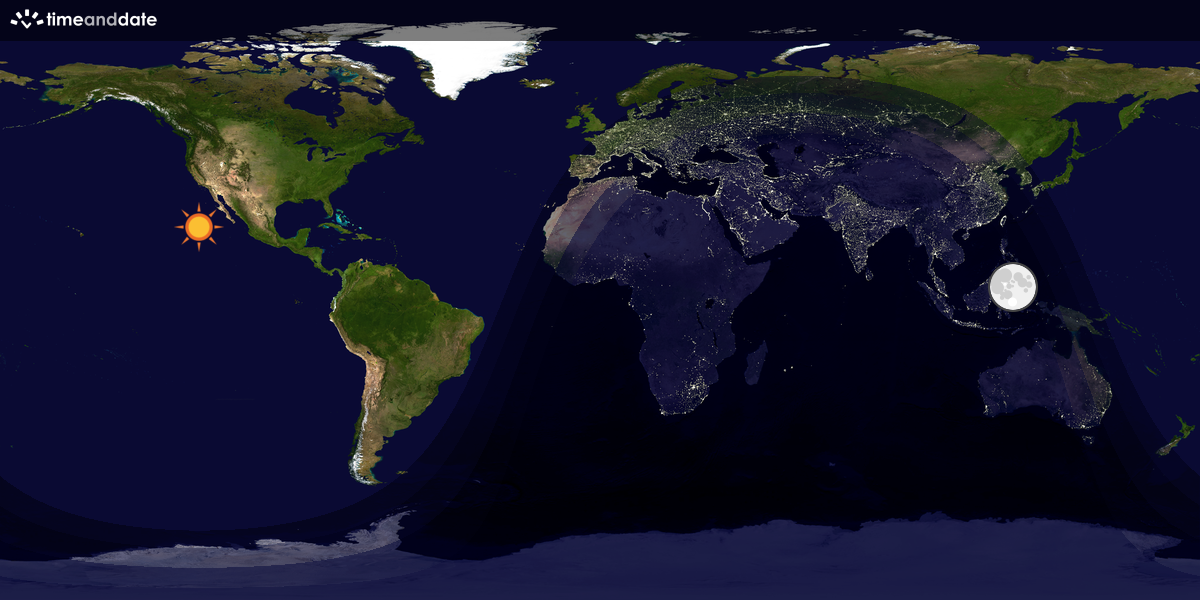 Verdenskart som viser dag og natt 