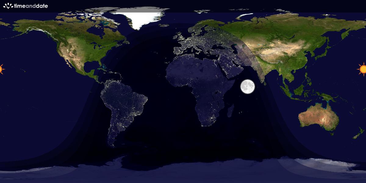 Verdenskart som viser dag og natt 