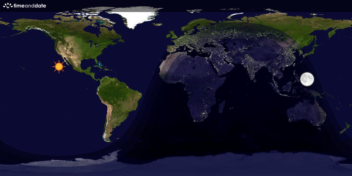 Verdenskart som viser dag og natt 