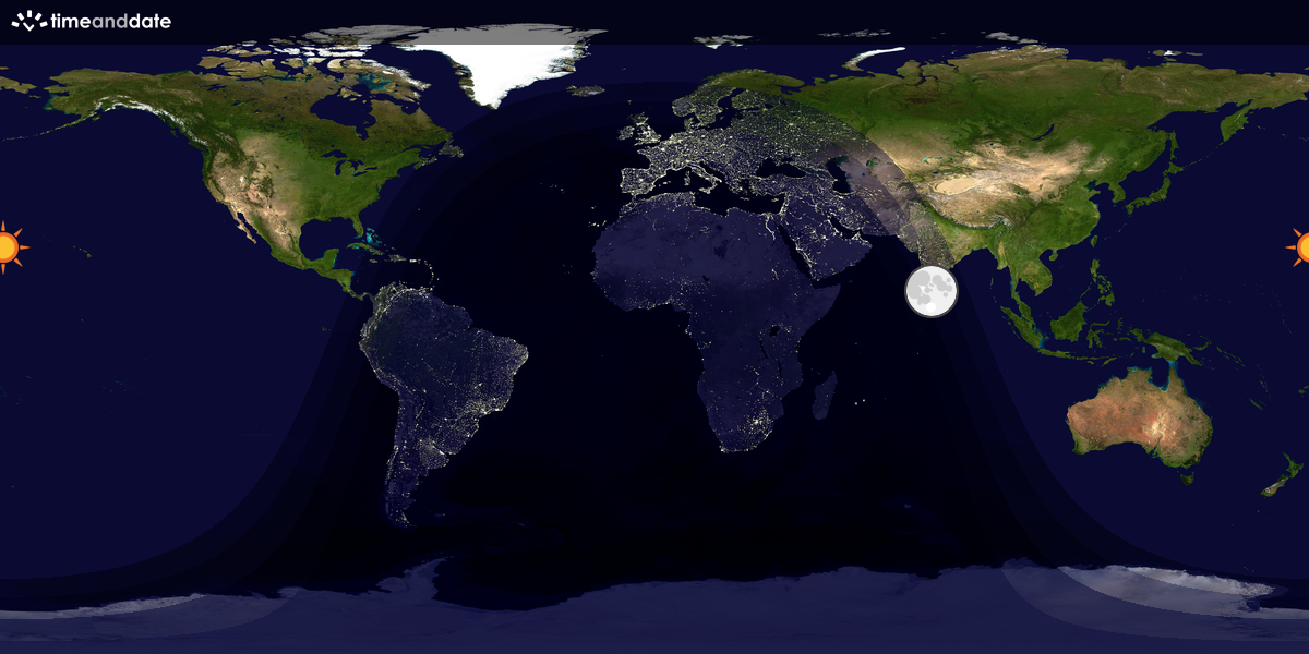 Verdenskart som viser dag og natt 