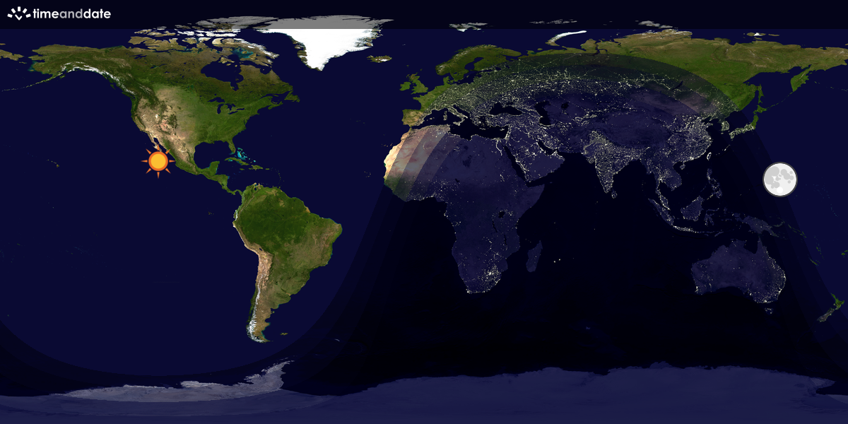 Verdenskart som viser dag og natt 