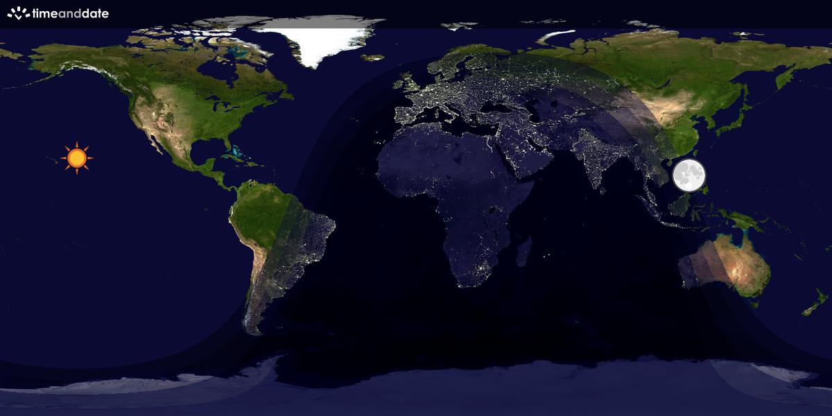 Verdenskart som viser dag og natt 