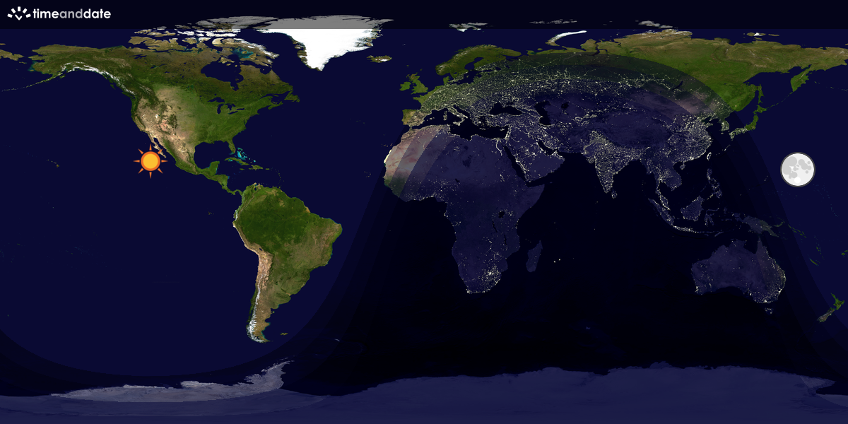Verdenskart som viser dag og natt 