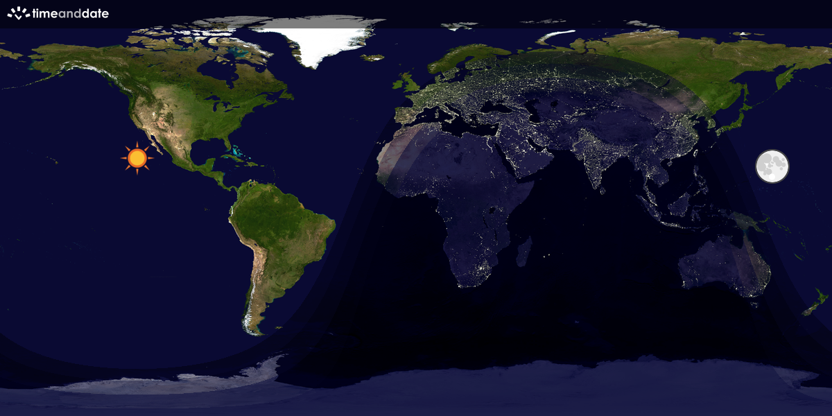 Verdenskart som viser dag og natt 