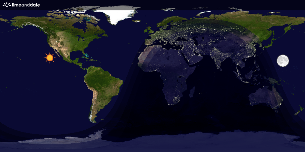Verdenskart som viser dag og natt 
