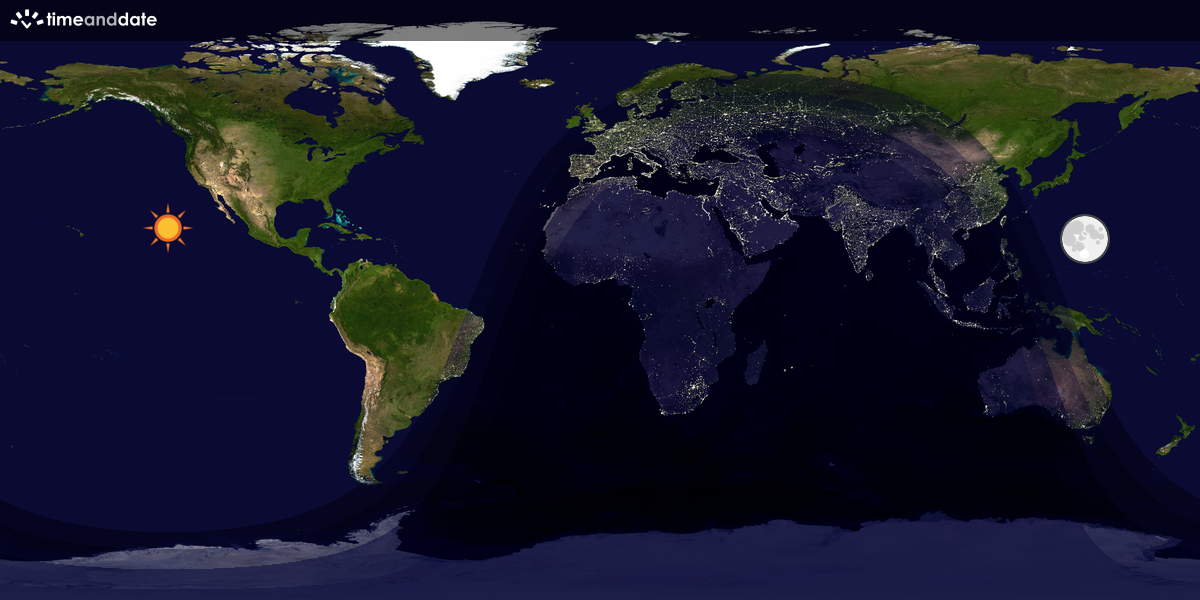 Verdenskart som viser dag og natt 
