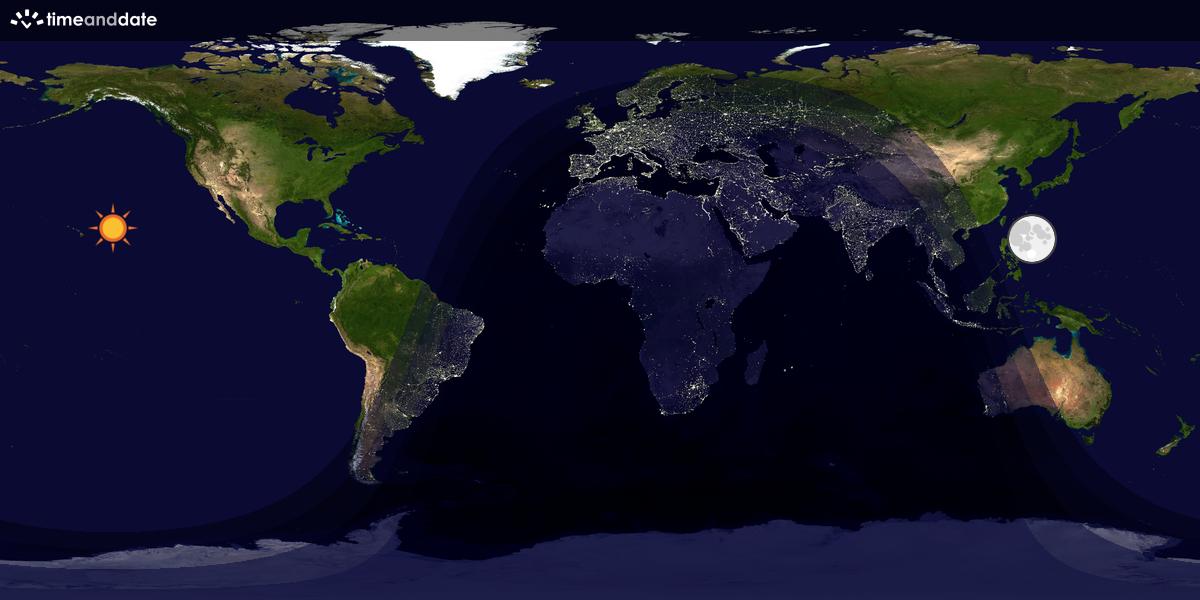 Verdenskart som viser dag og natt 