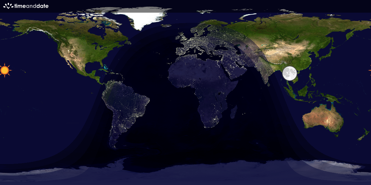 Verdenskart som viser dag og natt 