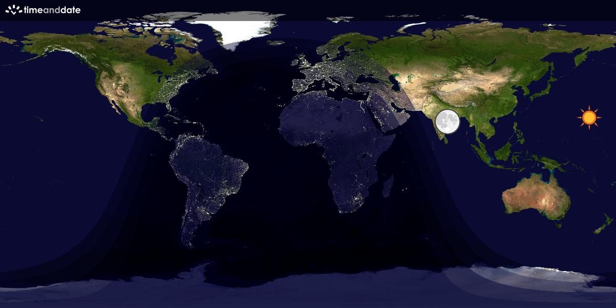 Verdenskart som viser dag og natt 