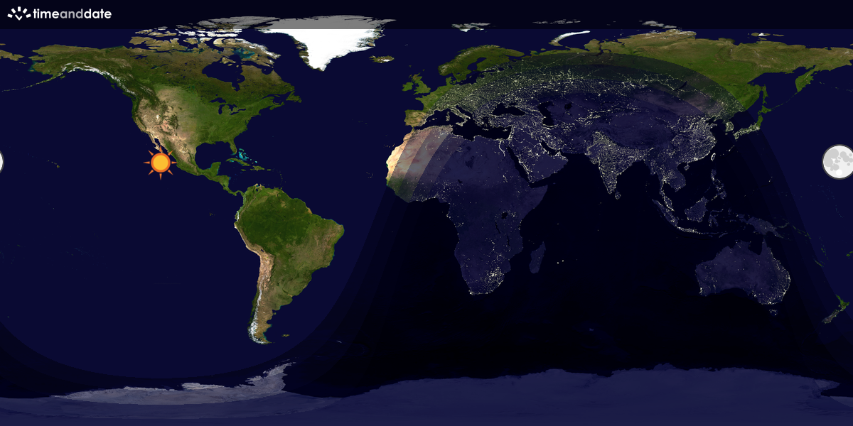 Verdenskart som viser dag og natt 