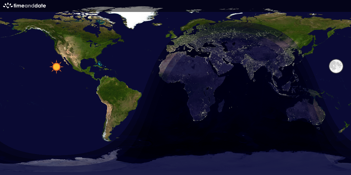 Verdenskart som viser dag og natt 