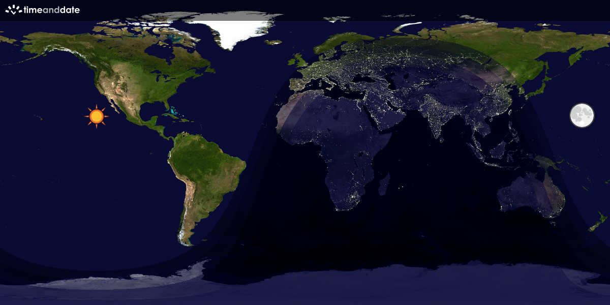 Verdenskart som viser dag og natt 