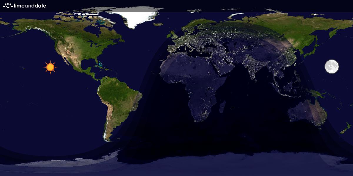 Verdenskart som viser dag og natt 