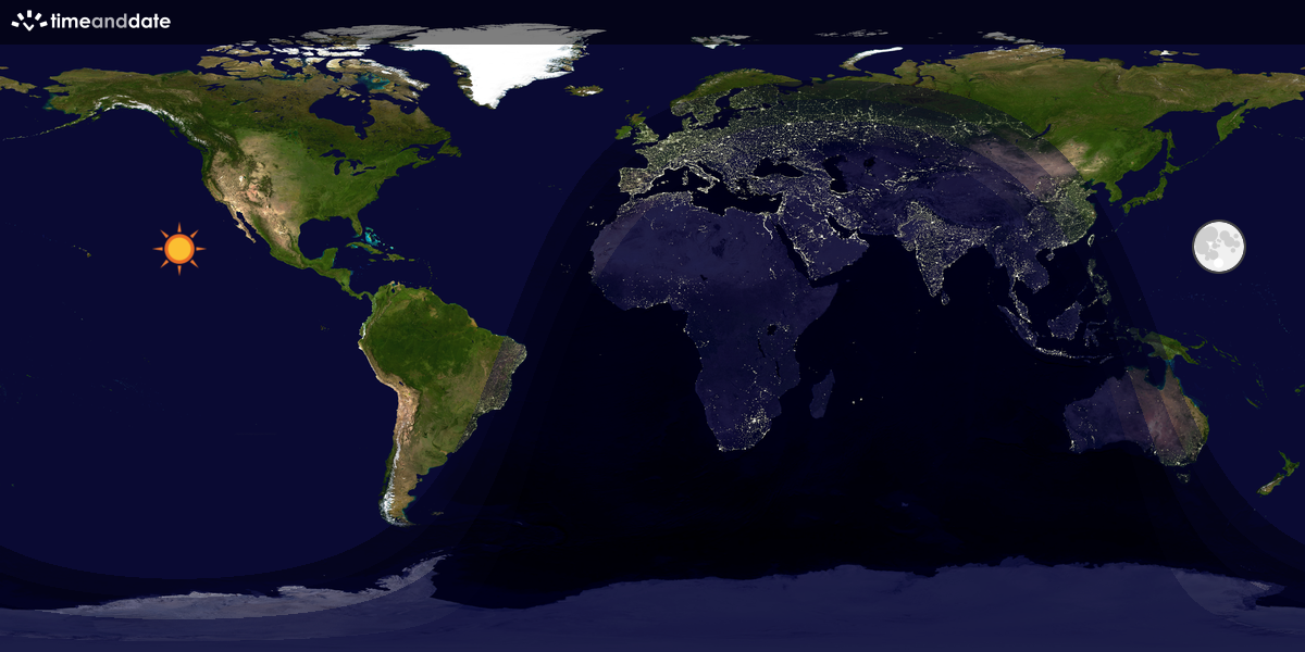 Verdenskart som viser dag og natt 