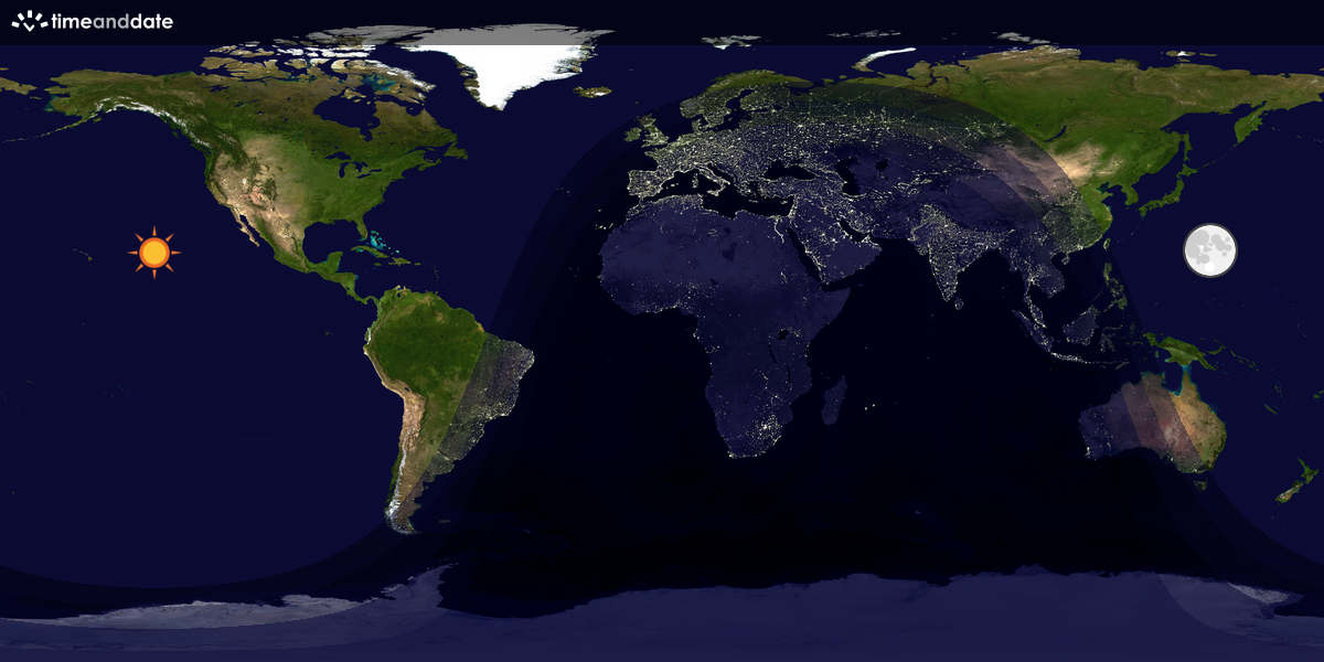 Verdenskart som viser dag og natt 
