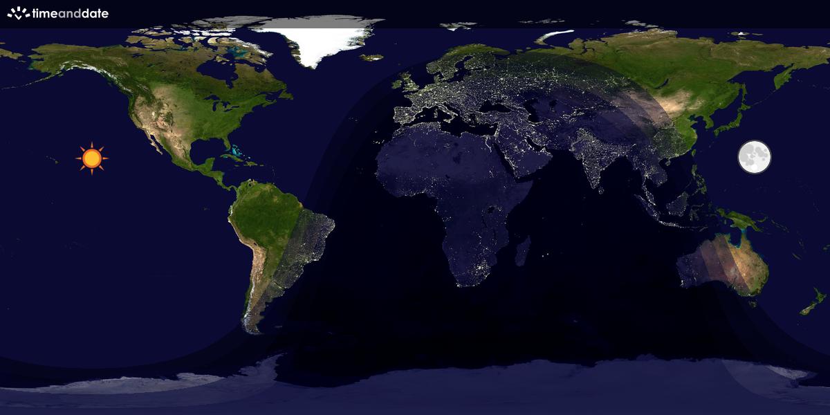 Verdenskart som viser dag og natt 