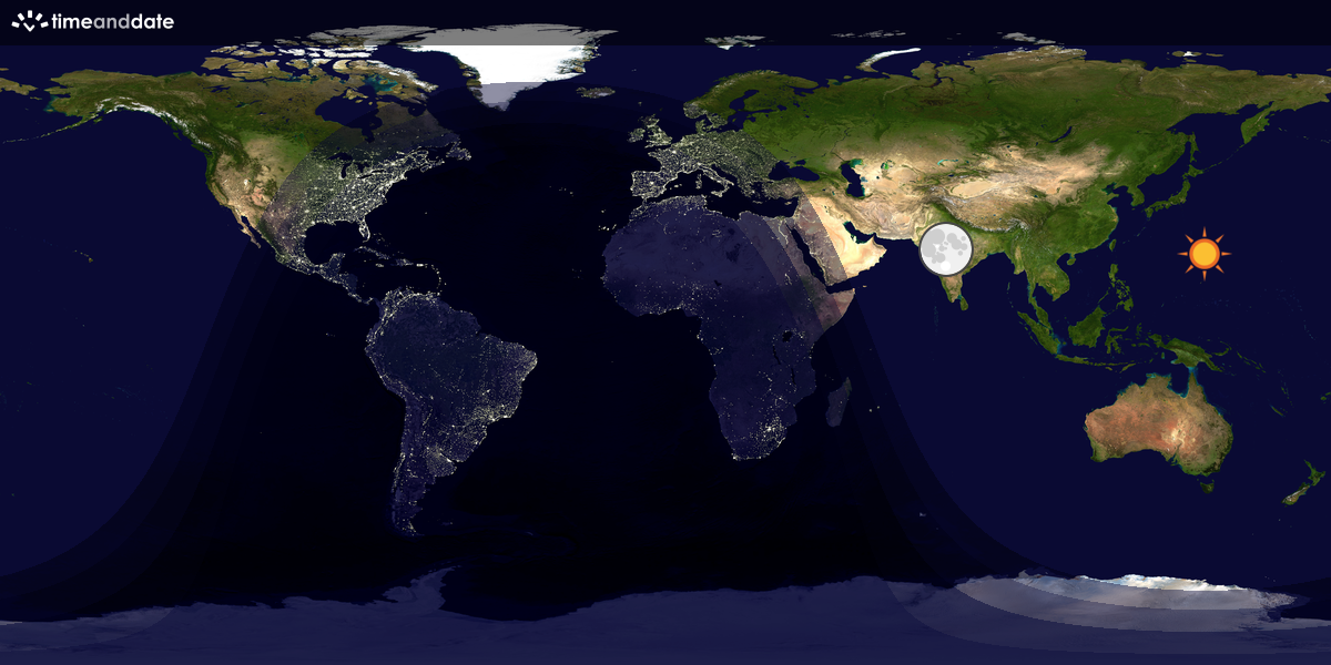 Verdenskart som viser dag og natt 