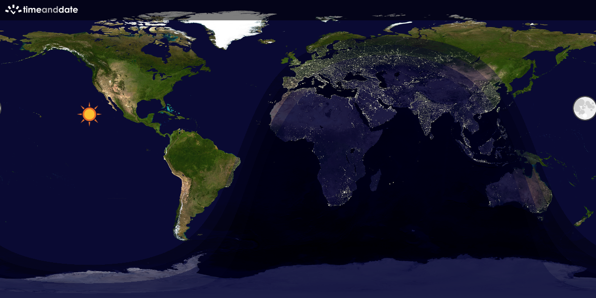 Verdenskart som viser dag og natt 