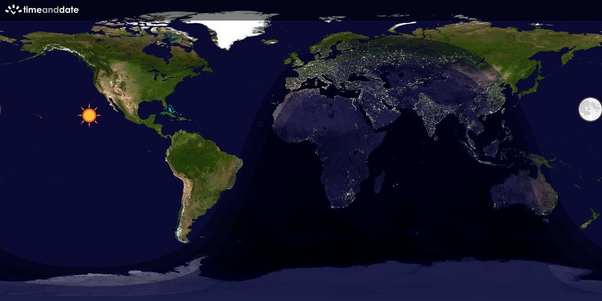 Verdenskart som viser dag og natt 