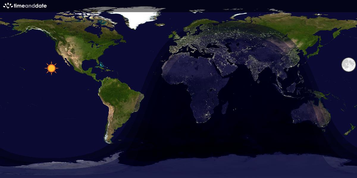 Verdenskart som viser dag og natt 