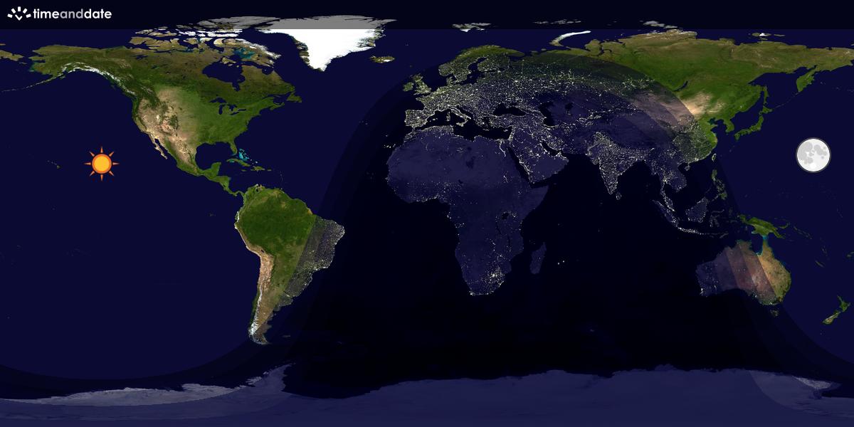 Verdenskart som viser dag og natt 