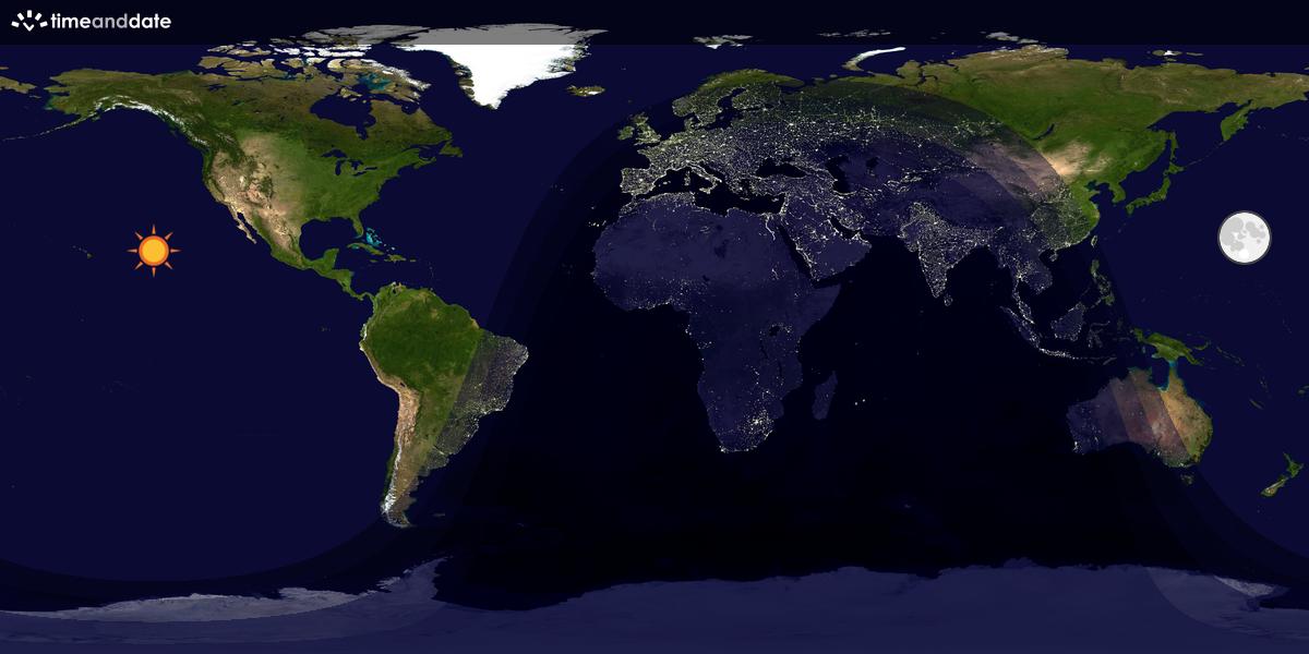 Verdenskart som viser dag og natt 