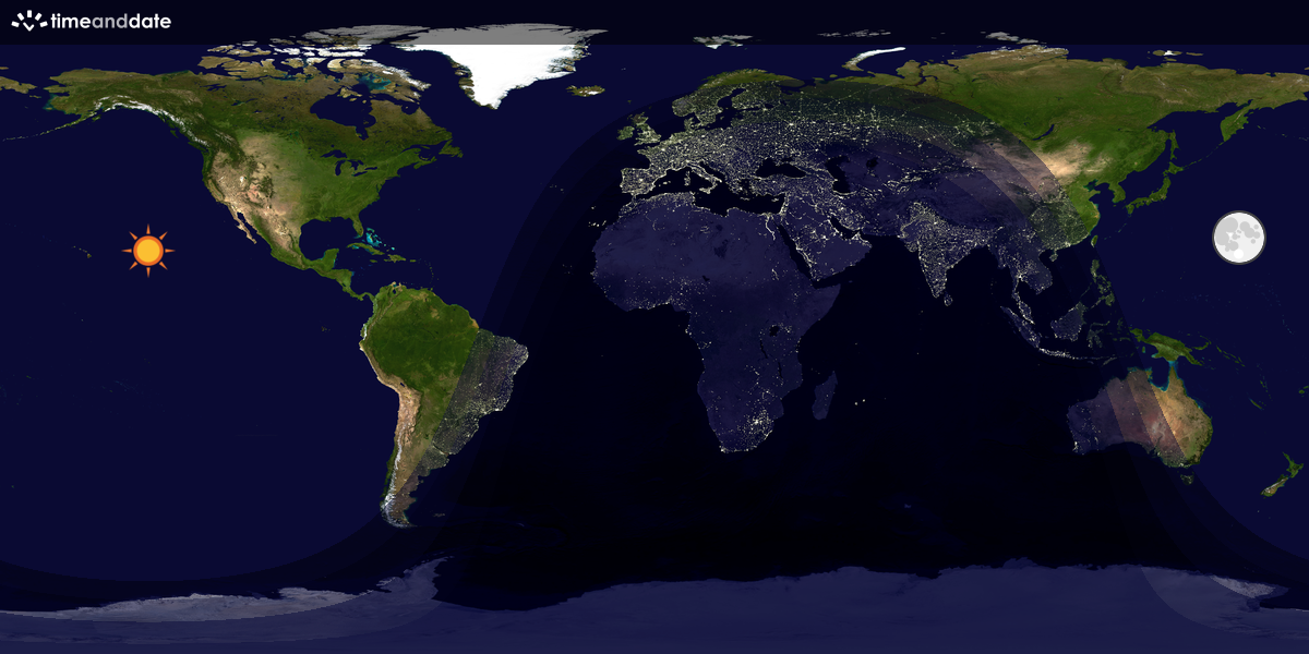 Verdenskart som viser dag og natt 
