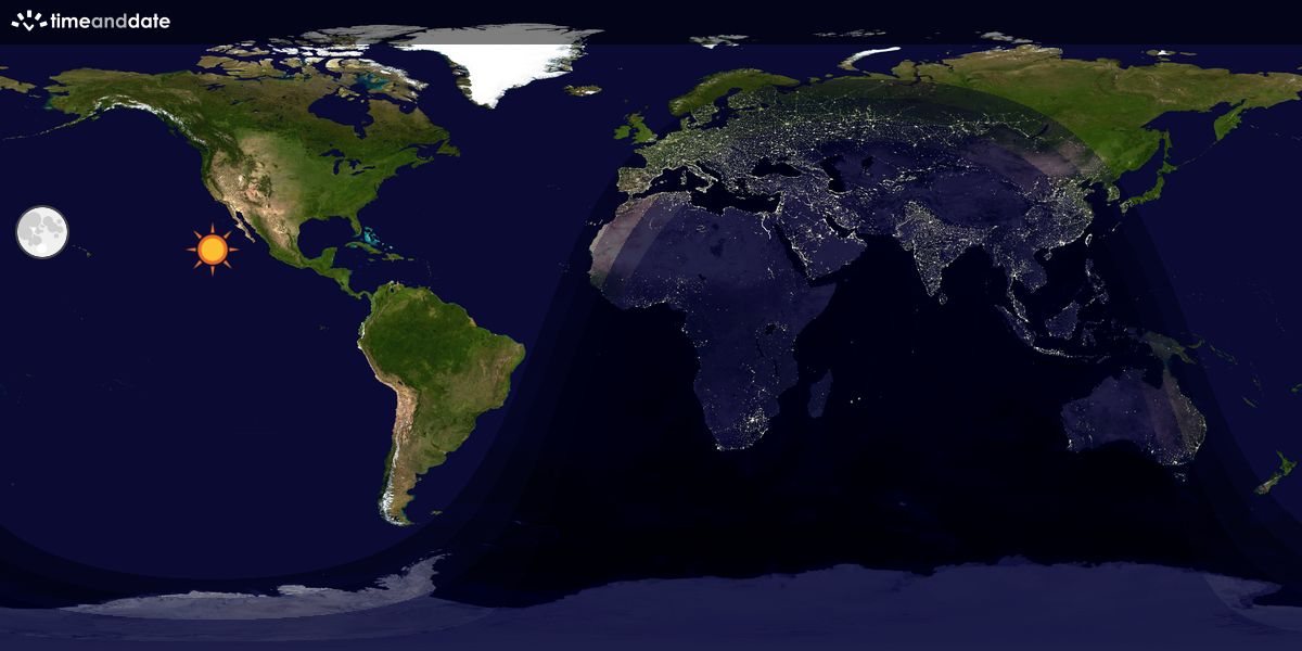 Verdenskart som viser dag og natt 