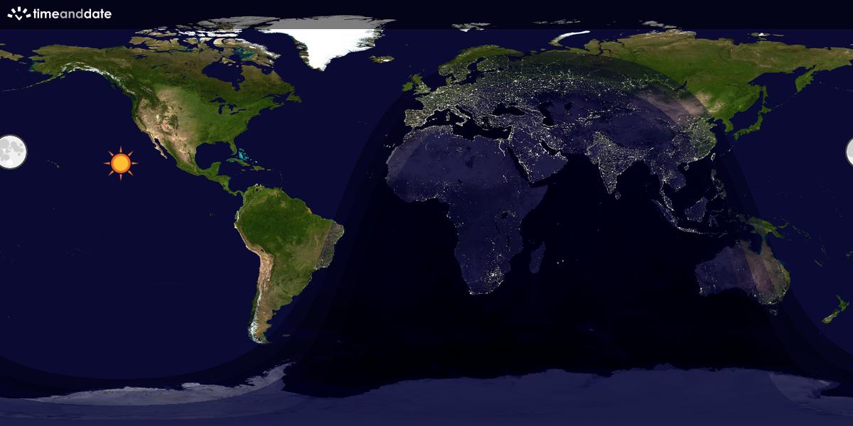 Verdenskart som viser dag og natt 